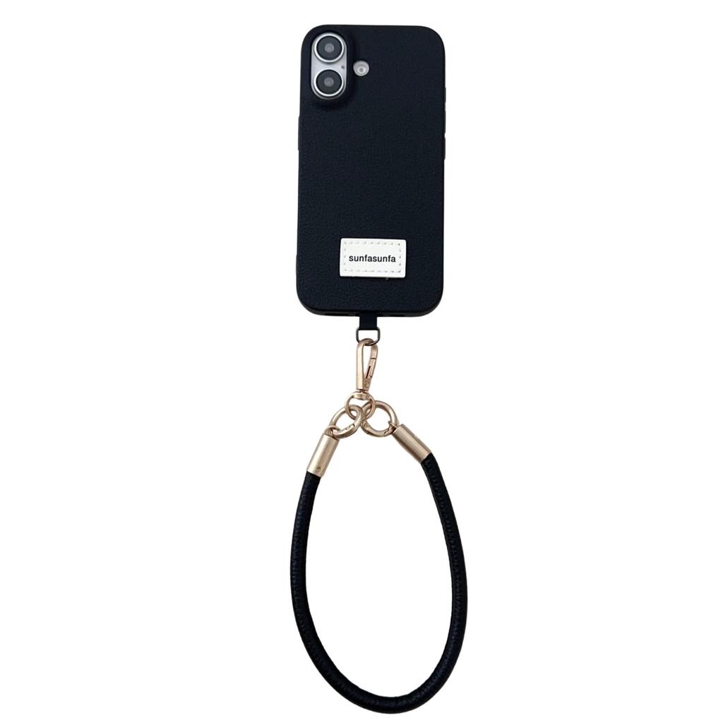 Leather Pattern Metal Short Hand Rope Is Suitable for Apple 16promax Mobile Phone Case iPhone15/14fabgs 13/12.