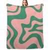 Liquid Swirl Contemporary Abstract Pattern In Pink and Green Throw Blanket Bed Plaid Sofa Throw Beach Thin Blankets