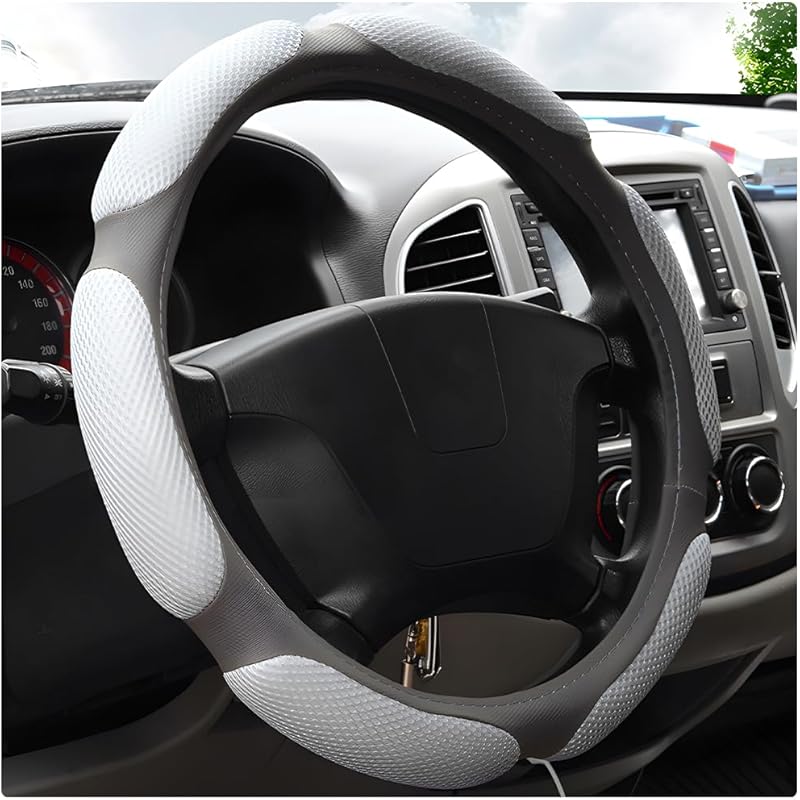 Car Steering Wheel Cover, 15" Anti-Slip Steering Wheel Protector Soft Hand Pad Cushion, Breathable Ice Silk Auto Wheel Wraps Comfy Grip All-Season