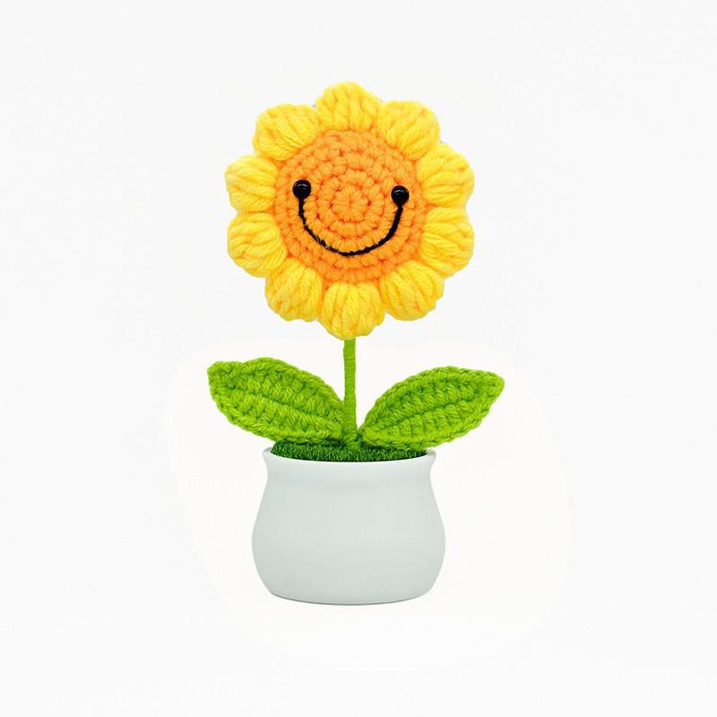 Hand-Knitted Wool Sunflower Bouquet: Perfect Graduation or Teacher's Day Gift