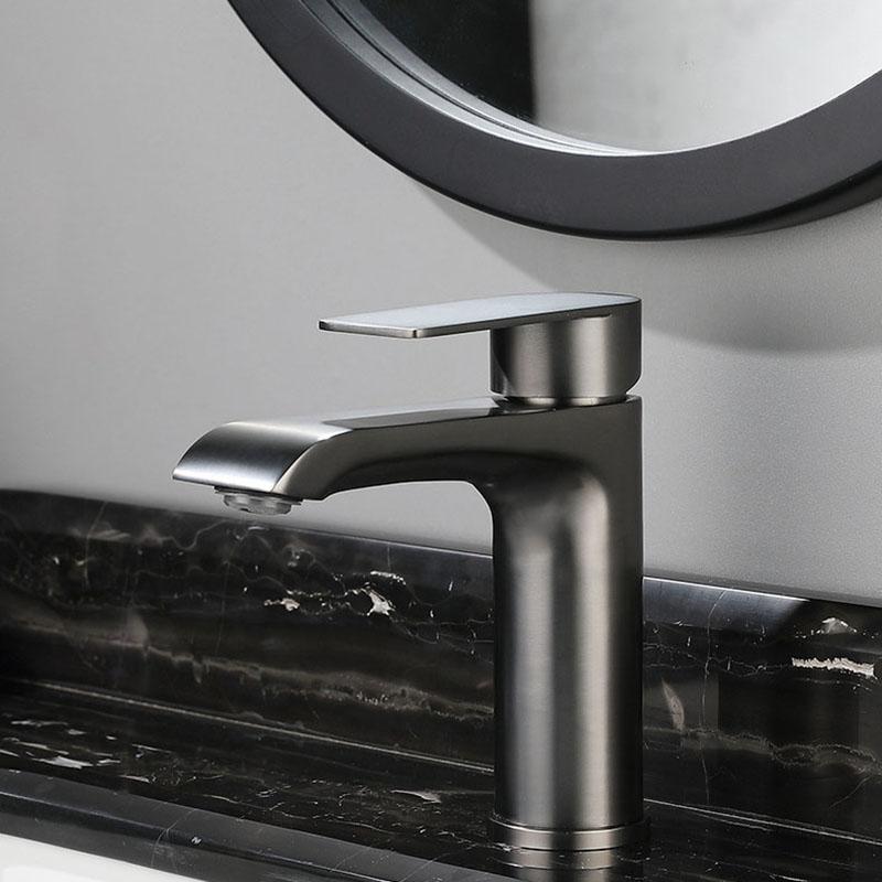 Brushed Gold/Grey 304 Stainless Steel Bathroom Sink Faucet Deck Mounted Single Hole Hot And Cold Mixed Water Basin Tap