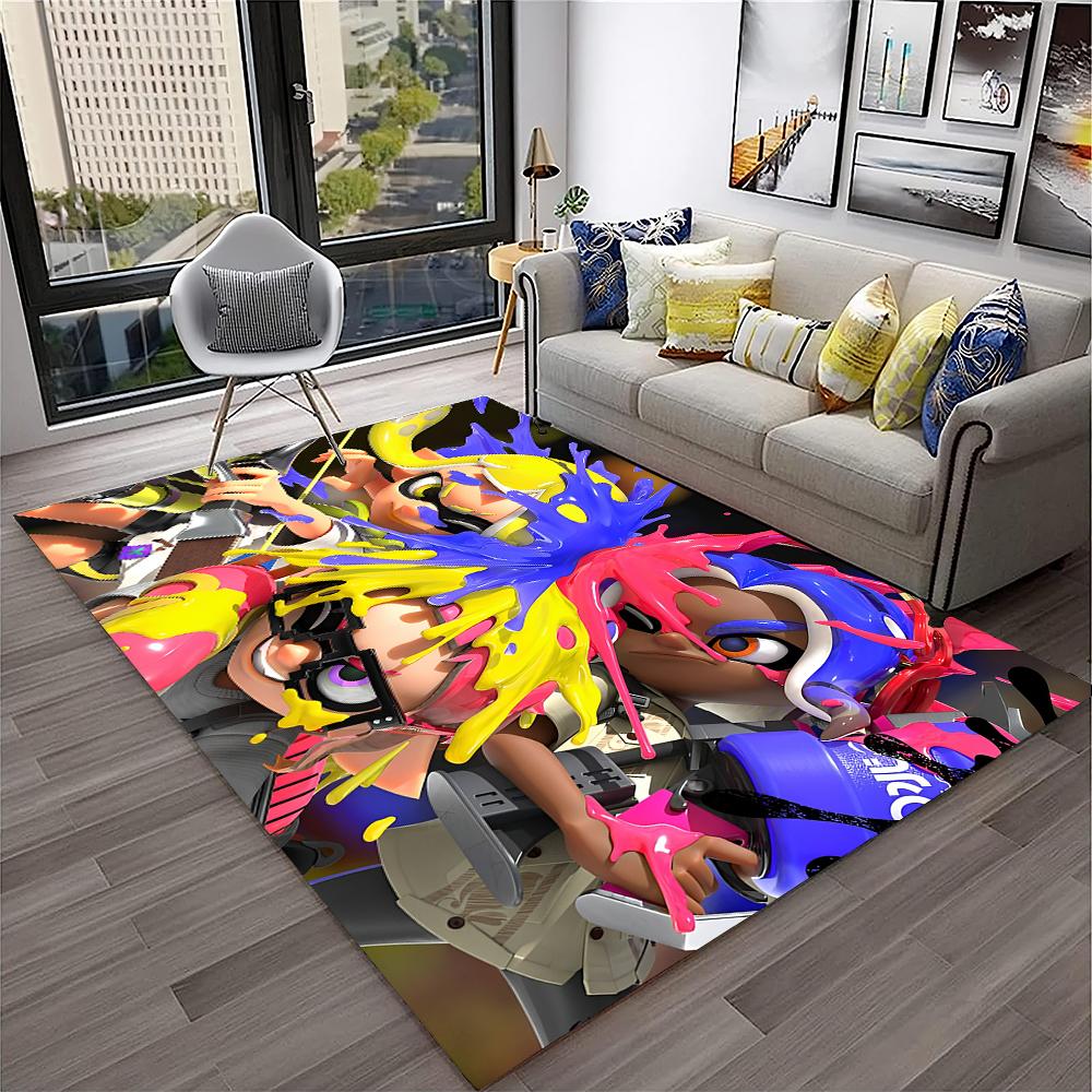 3D Games Splatoon3,PC Gamer Cartoon Carpet Rug for Home Living Room Bedroom Sofa Doormat Decor,kids Area Rug Non-slip Floor Mat