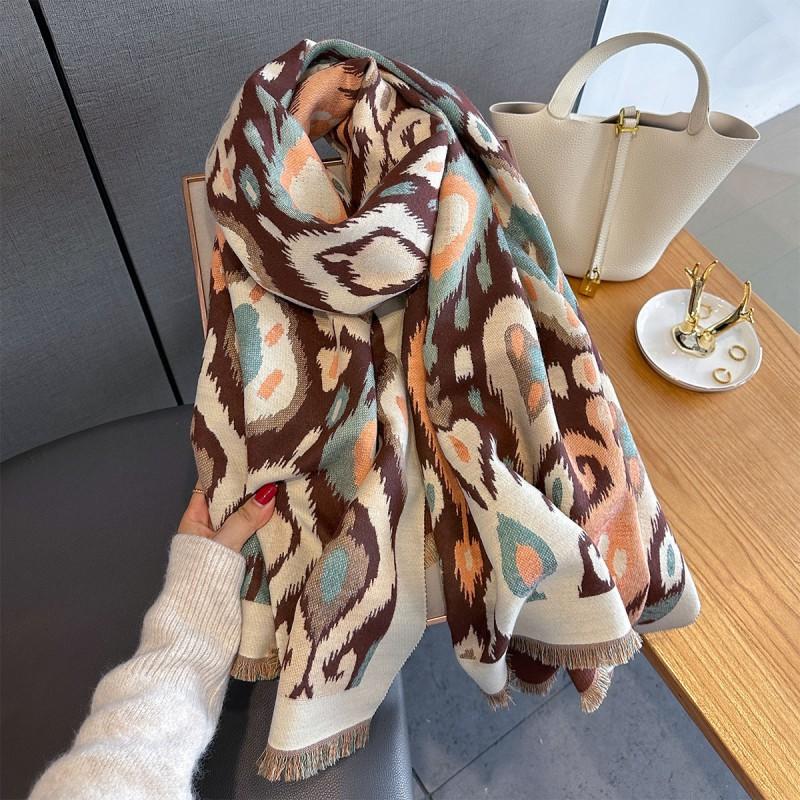 Soft Faux Cashmere Scarf Women With Paisley Warm Thick Wrap Shawl Winter