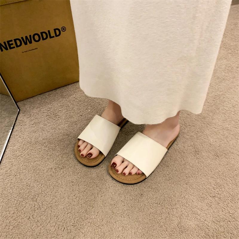 Summer Flat Women's Slippers Casual Solid Color Fashion Minimalist Sandals Luxury Comfortable Soft Women's Shoes Zapatos Mujer