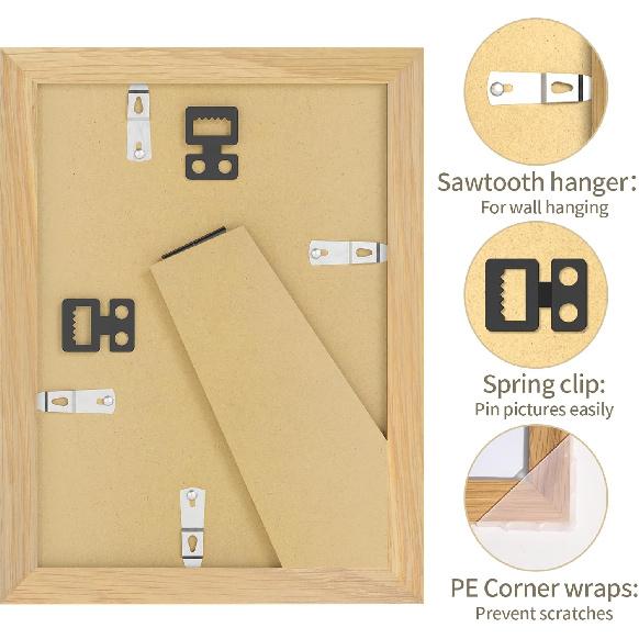 5x7 Picture Frame - 5 x 7 Photo Frame Made of Solid Oak Wood and Real Glass,Display Picture 4x6 with Mat or 5x7 Without Mat,5 by 7 Frames for Wall &