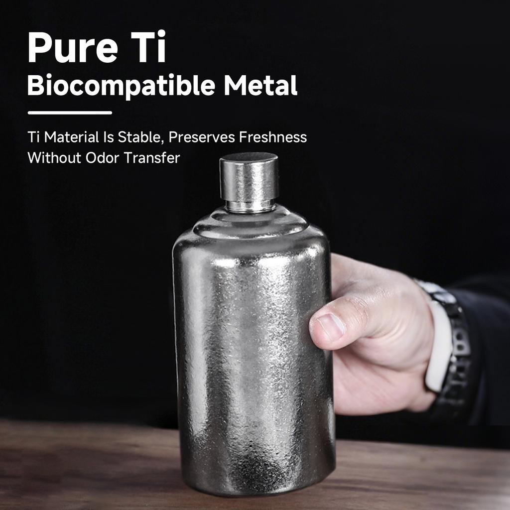 Pure Ti Round Flask Portable Lightweight Ti-Made Pouring