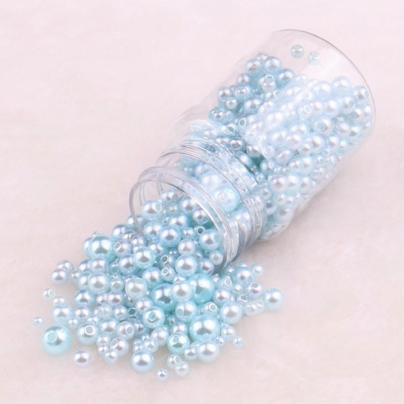 3-10Mm Solid Color Abs Round Perforated Imitation Pearl Handmade Diy Jewelry Beaded Bracelet Earrings Accessories Perforated Beads