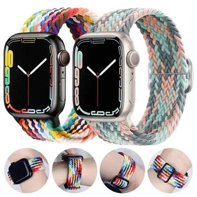Watchband Braided Solo Loop For Apple Watch Band 44mm 40mm 49mm 45mm 41mm 38mm Elastic Nylon Bracelet IWatch Series 8 3 SE 6 7 Ultra Strap