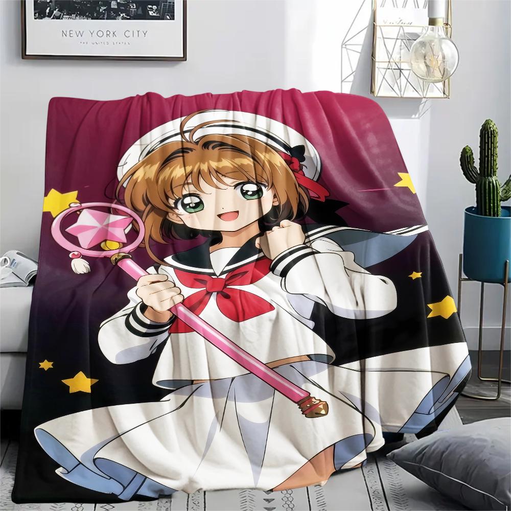 1PC Cardcaptor Sakura Print Flannel Blanket, High Quality All Seasons, Home Decor, Warmth and Comfort, Perfect for Christmas Gifts