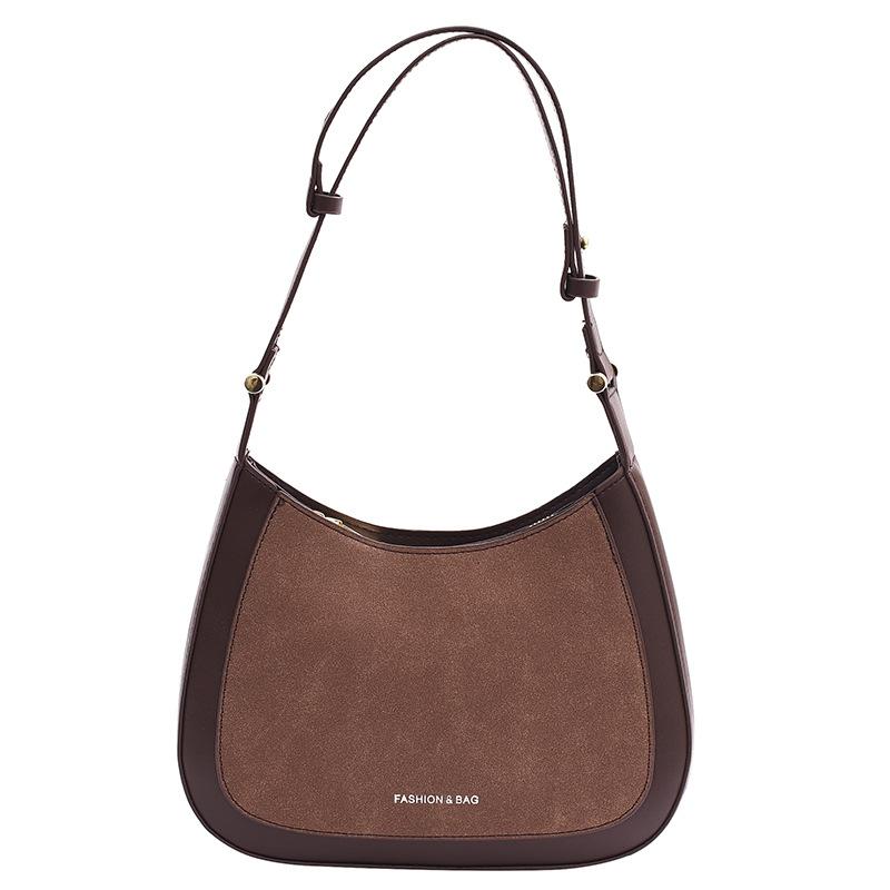 

Fashion retro style contrasting colors simple commuter women tote bag underarm bag new autumn and winter new shoulder bag women темно-коричневого кольору