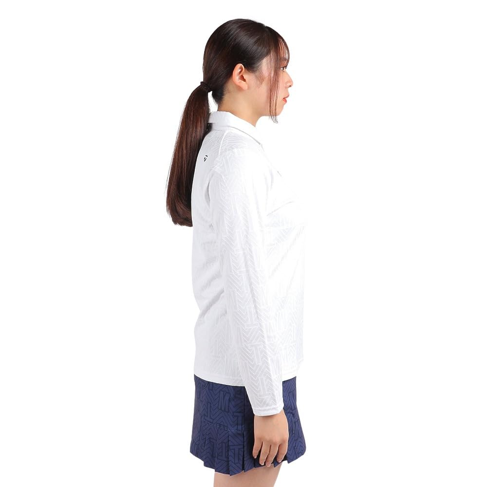 TaylorMade Monogram L/S Polo Shirt, White, Size S, Women's, 2023FW, TL163