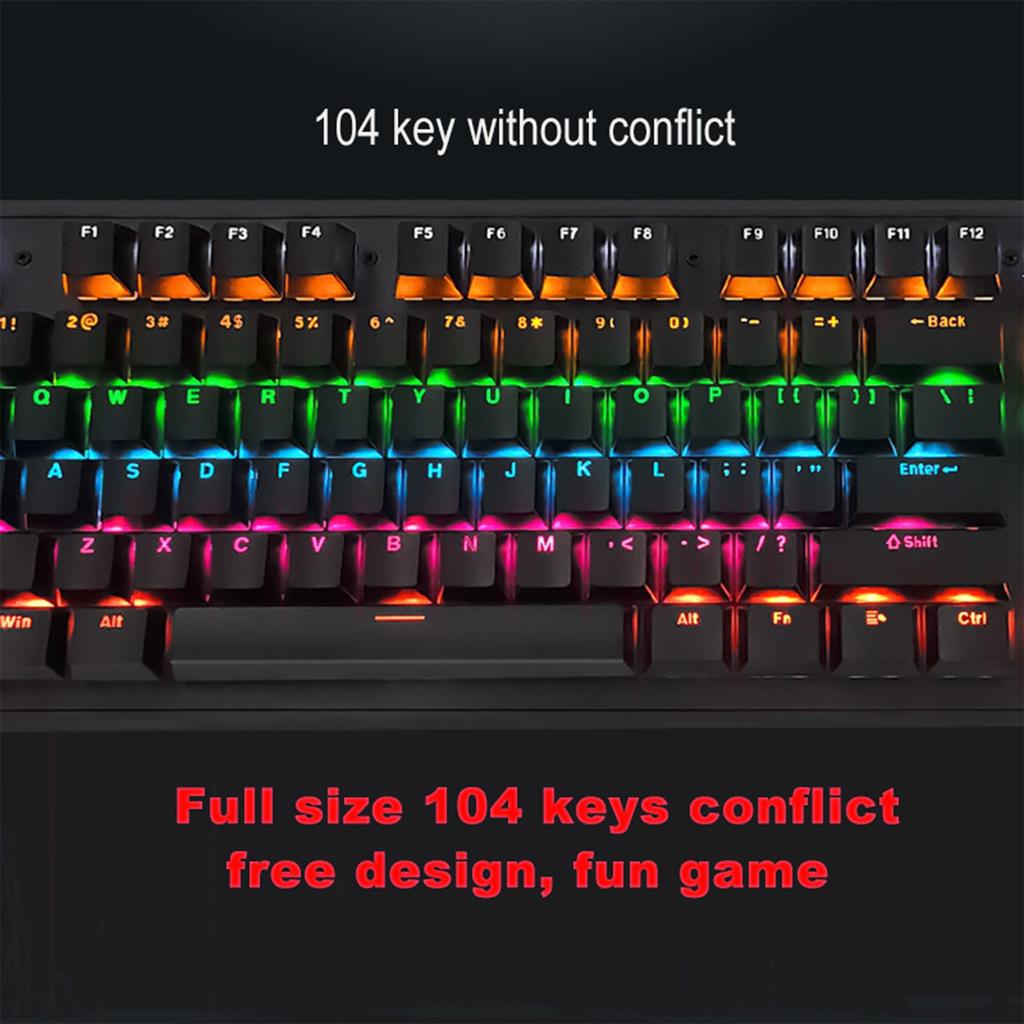 Biojee Wired 104 Key Real Mechanical Gaming Keyboard Rainbow Backlit Keyboard For Windows PC Laptop for Game and Office