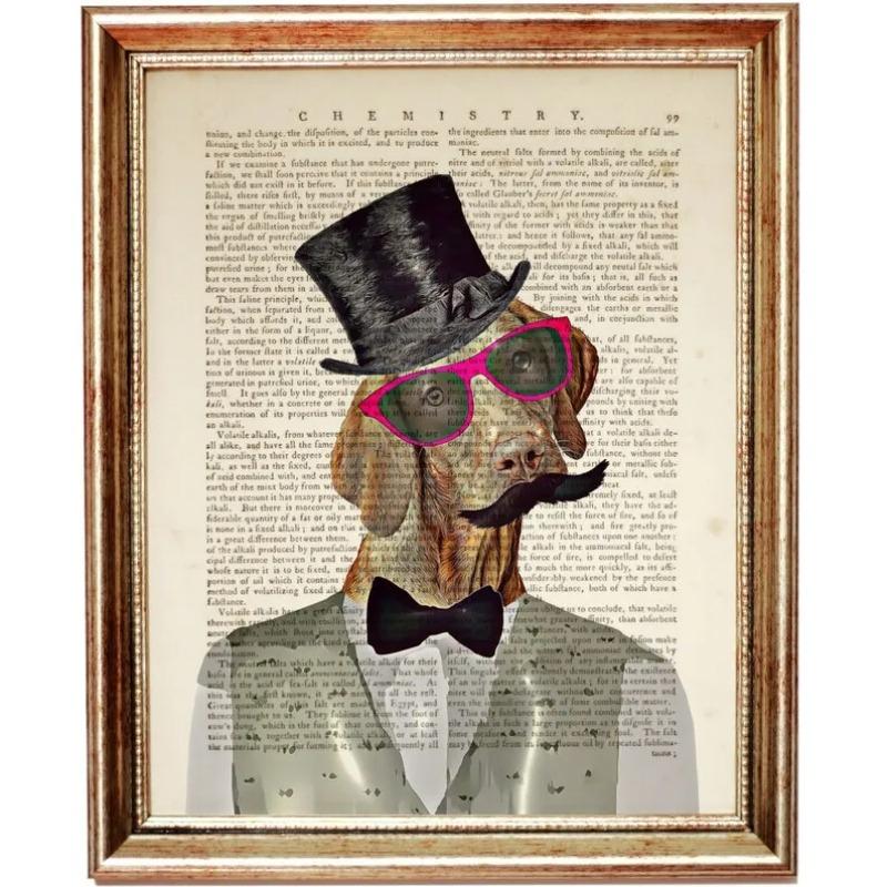Vintage Funny Animals In Newspaper Art Poster Canvas Painting Puppy Pet Cat Horse Wall Art Pictures Gift Home Decor