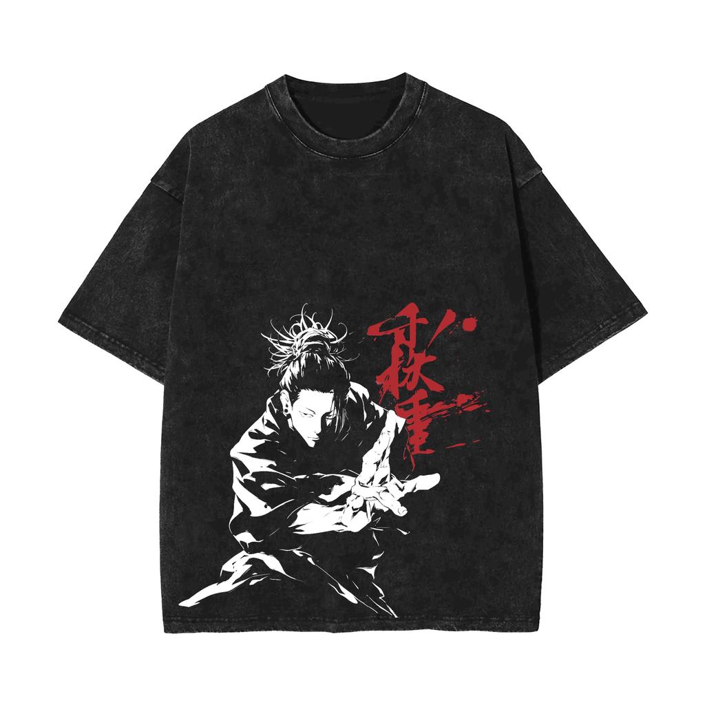 Suguru Geto T-shirt Jujutsu Kaisen T Vintage Washed Oversized Retro Anime Harajuku Streetwear Kanji Graphic Manga Mens Clothing