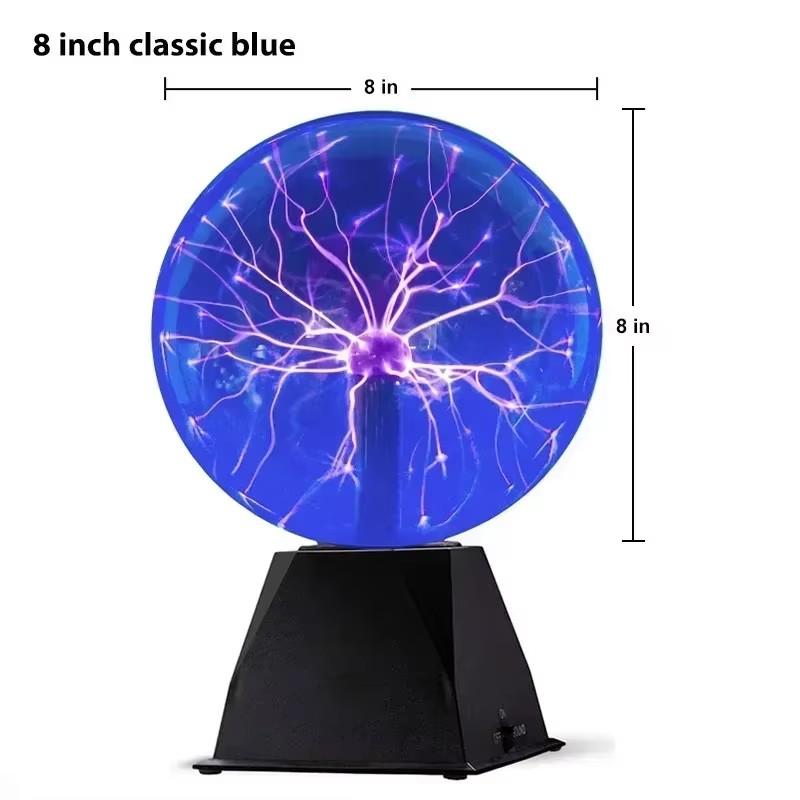 NEW 8 Inch Sound Control Glass Magic Plasma Ball Lamp LED Night Light Atmosphere Touch Plasma Light Christmas Gift Decor Lights