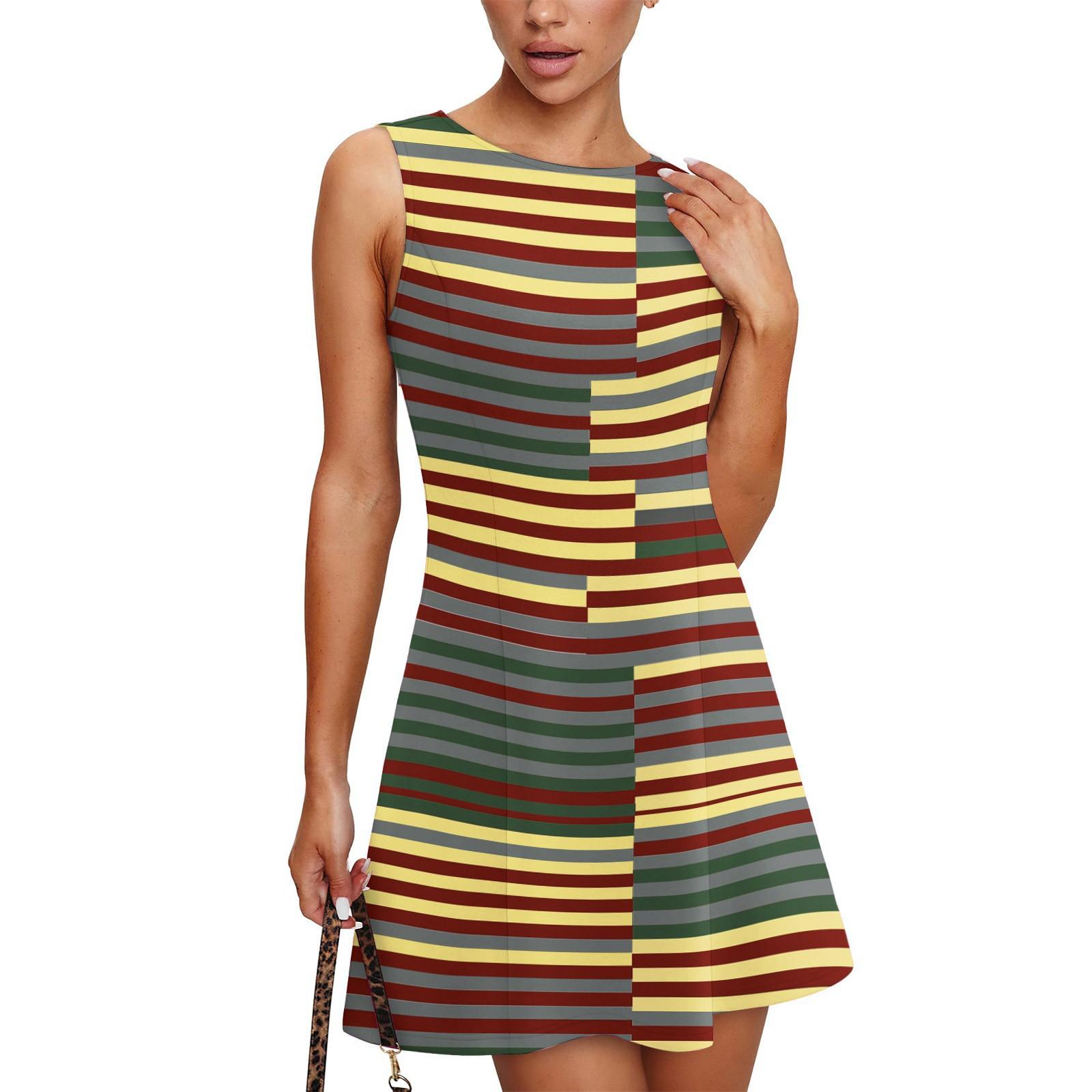 

Женское модное повседневное платье без рукавов с круглым вырезом и принтом Платье без рукавов с круглым вырезом XL жёлтый