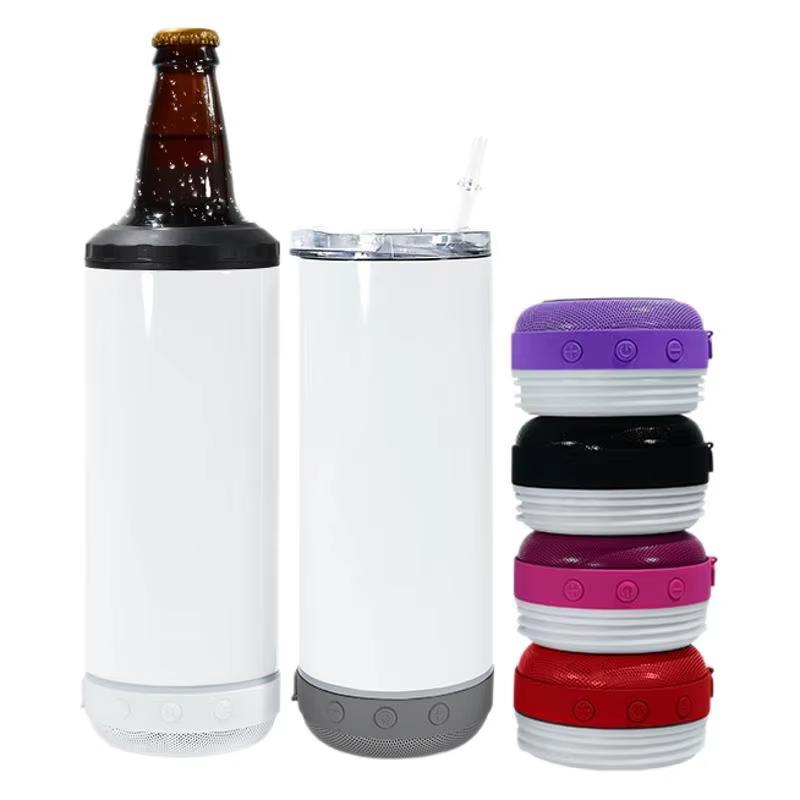 20oz 4-in1sublimation Smart Bluetooth Speaker music Straight Stainless Steel Insulated Double-layer Vacuum tumbler mug cup