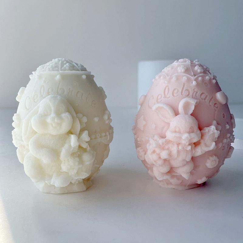 3D Easter Egg Bunny Silicone Candle Mold Decor Clay Resin Soap Mould Handmade Candle Making Fondant Cake Baking Decor