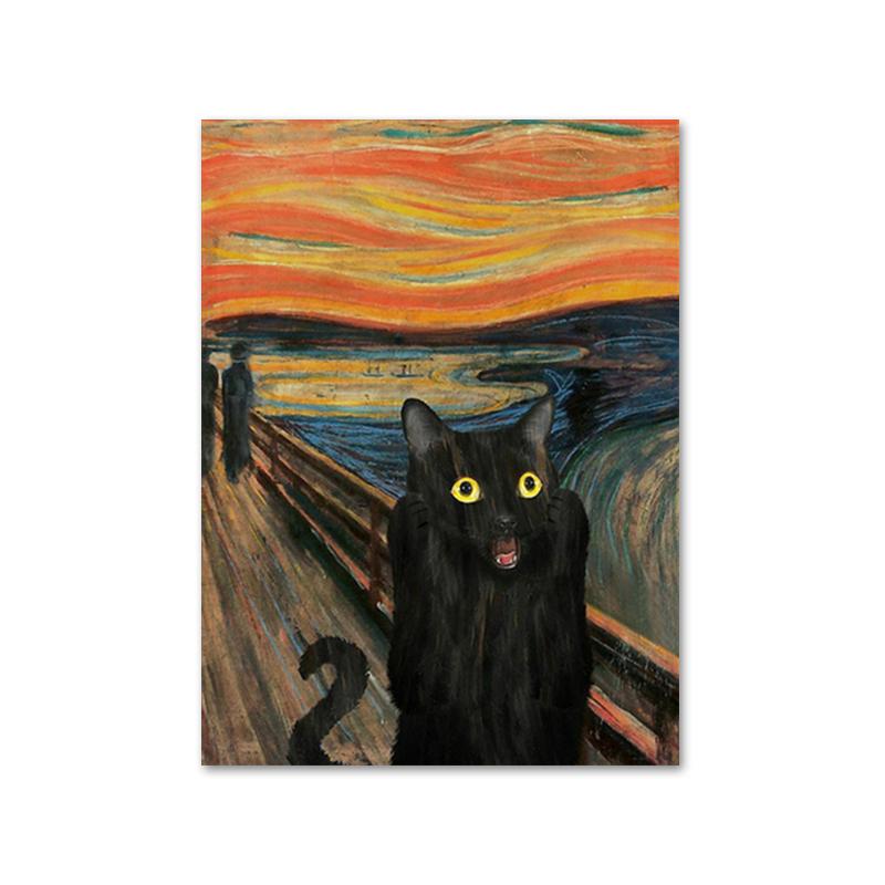 

Забавный портрет черного кота, холст, картины, современные постеры и принты, настенные художественные картинки для гостиной, украшения дома, Cuadros 30x40cm No Frame
