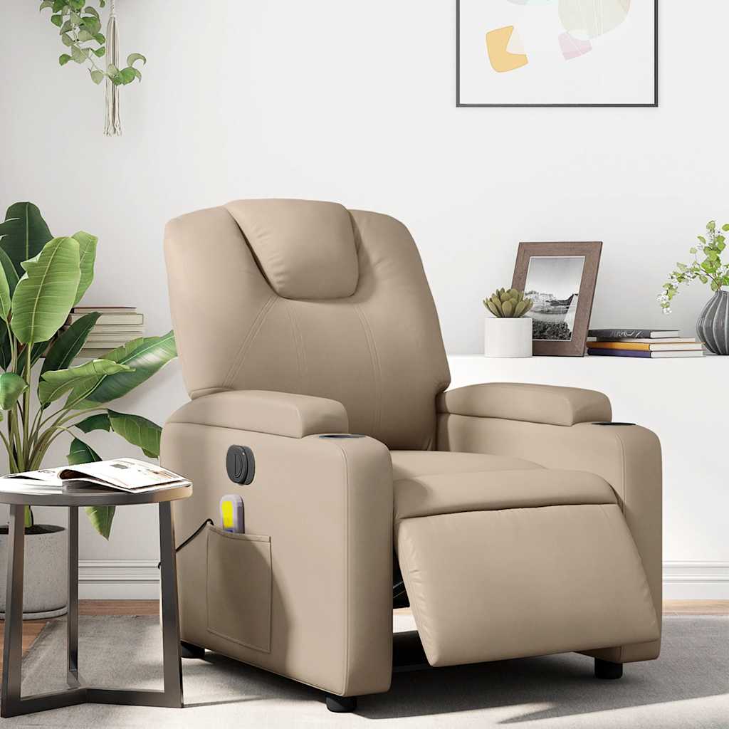 Electric Massage Chair Cappuccino Brown Faux Leather