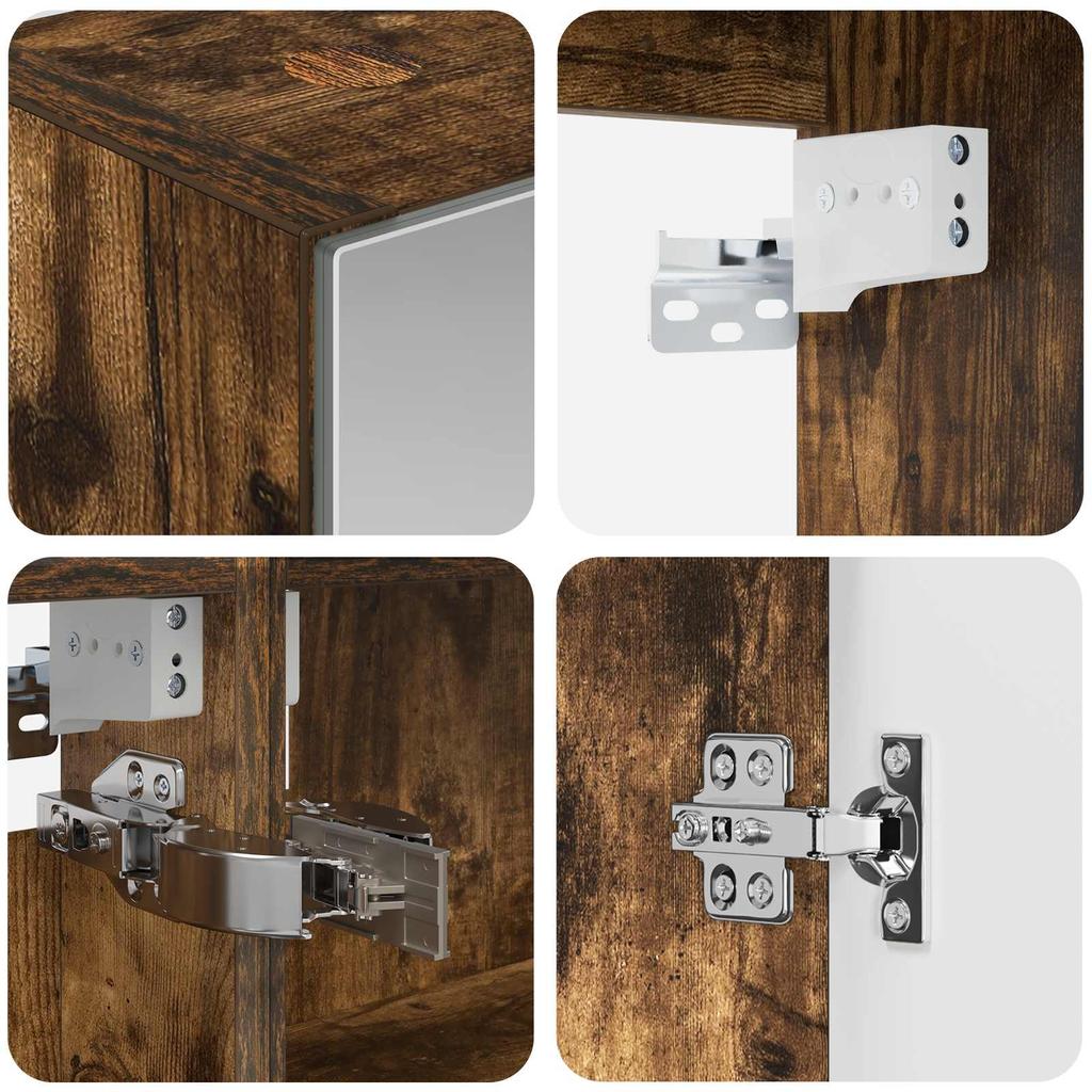 Bathroom Cabinet Set 5 pcs Smoked Oak Wood Based Material