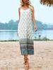 European and American Summer Spaghetti Strap Backless Midi Dress - Women's Slim Fit with Print