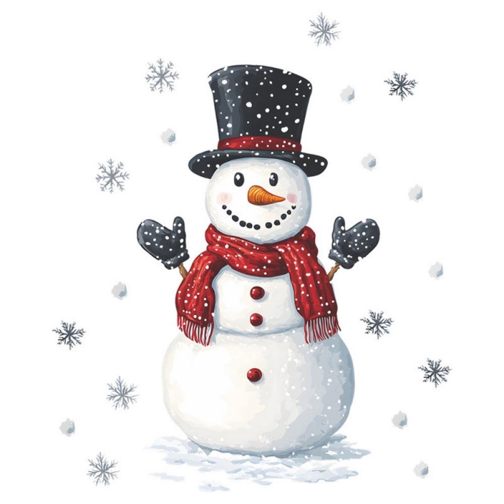 Creative DIY Christmas Snowman Sticker Cute Cartoon Christmas Wall Sticker Painted Snowflake Decal Background Beautification