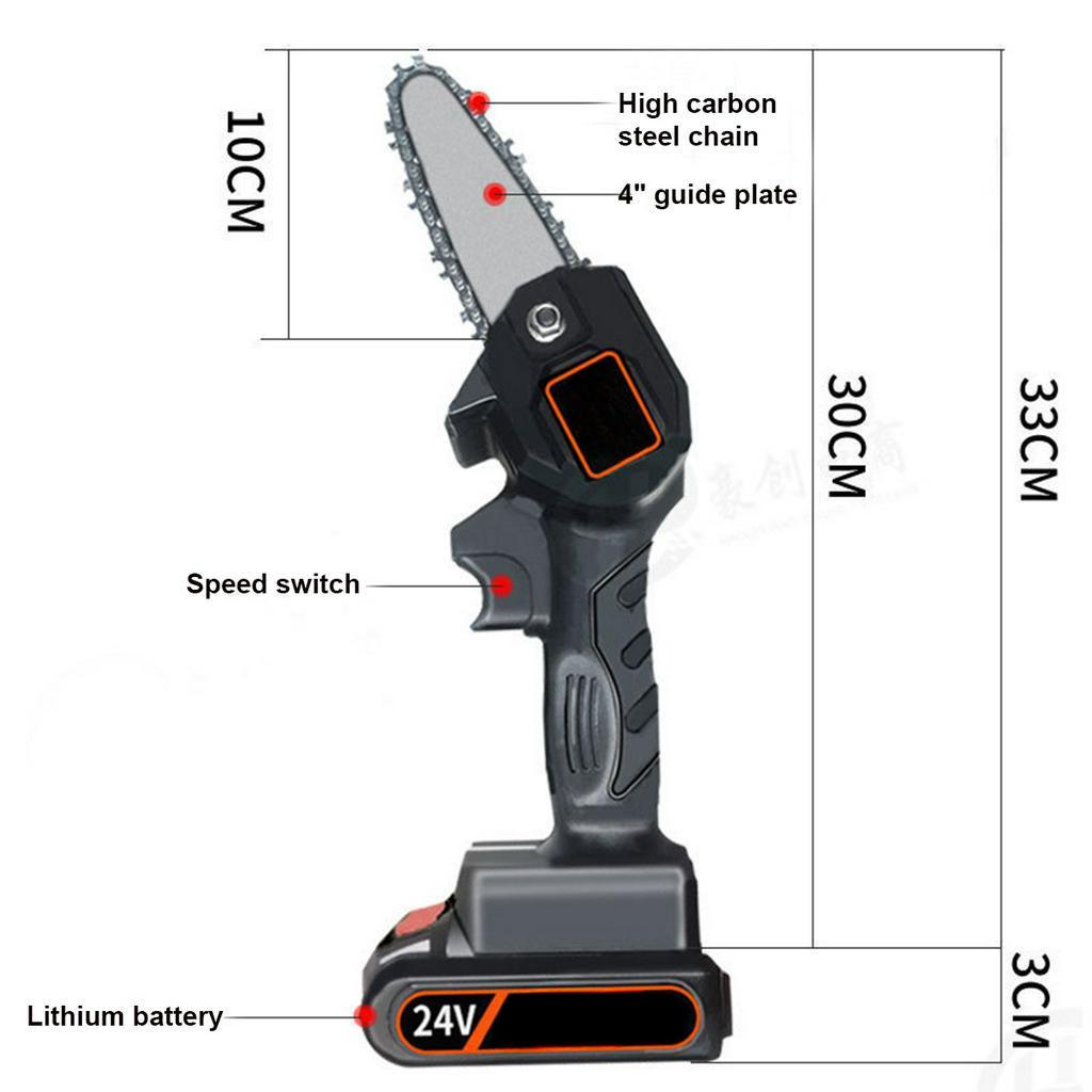 24V 1680W Electric Saw Chainsaw Mini Portable One-Hand Saw Wood Cutters Bracket Brushless Motor with 1 Batterys