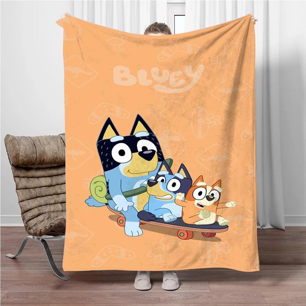MINISO Disney-Bluey Cartoon Decke Flauschiger Flanell Kinder und Erwachsene Sofa Plüsch Tagesdecke Überwurf Mittagsdecke für Sofa Bett Geschenk