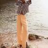2026 Spring/Summer Women's Retro Loose Plaid U-neck Short-sleeve Shirt
