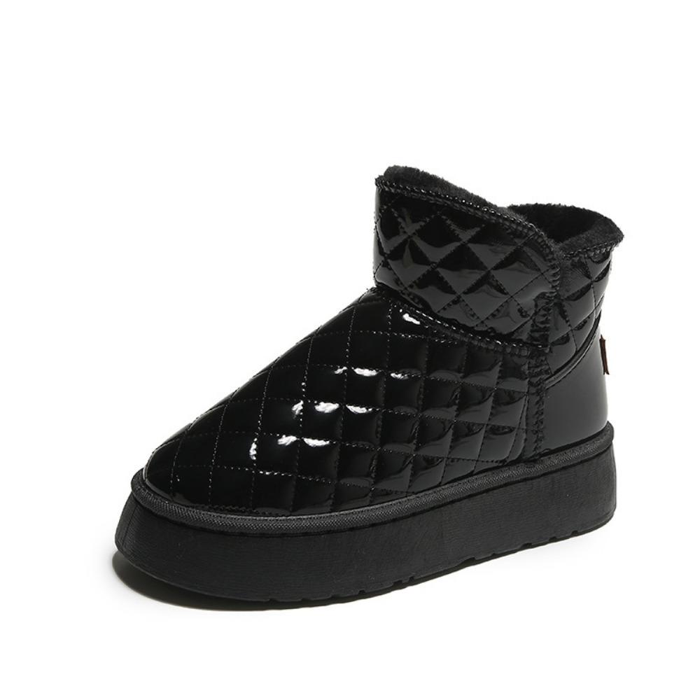 Winter Fleece Warm Diamond Patterned Snow Boots for Women