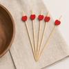100PCS Disposable Cocktails Picks, Bamboo Long Fruit Label, Cartoon Decor Sharp Tip Skewers, for Burgers Sandwiches Fruits Desserts