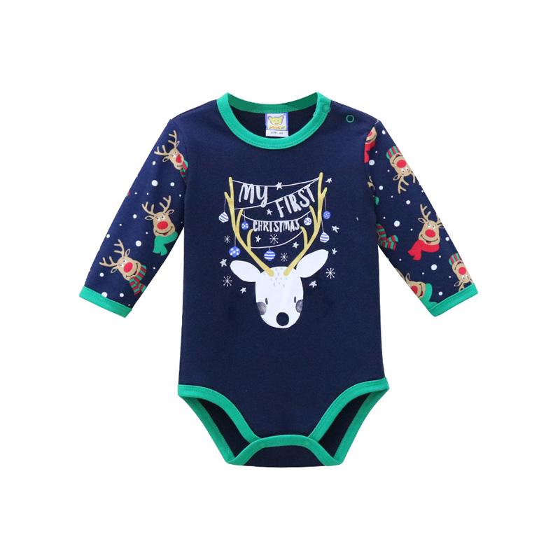 Newborn Kids Boys Girl Cotton Clothes Set Romper Trousers 2pcs/set Sports Outfits Snap Button Romper Warm Christmas Clothing Two-Piece Or 1Pcs Romper
