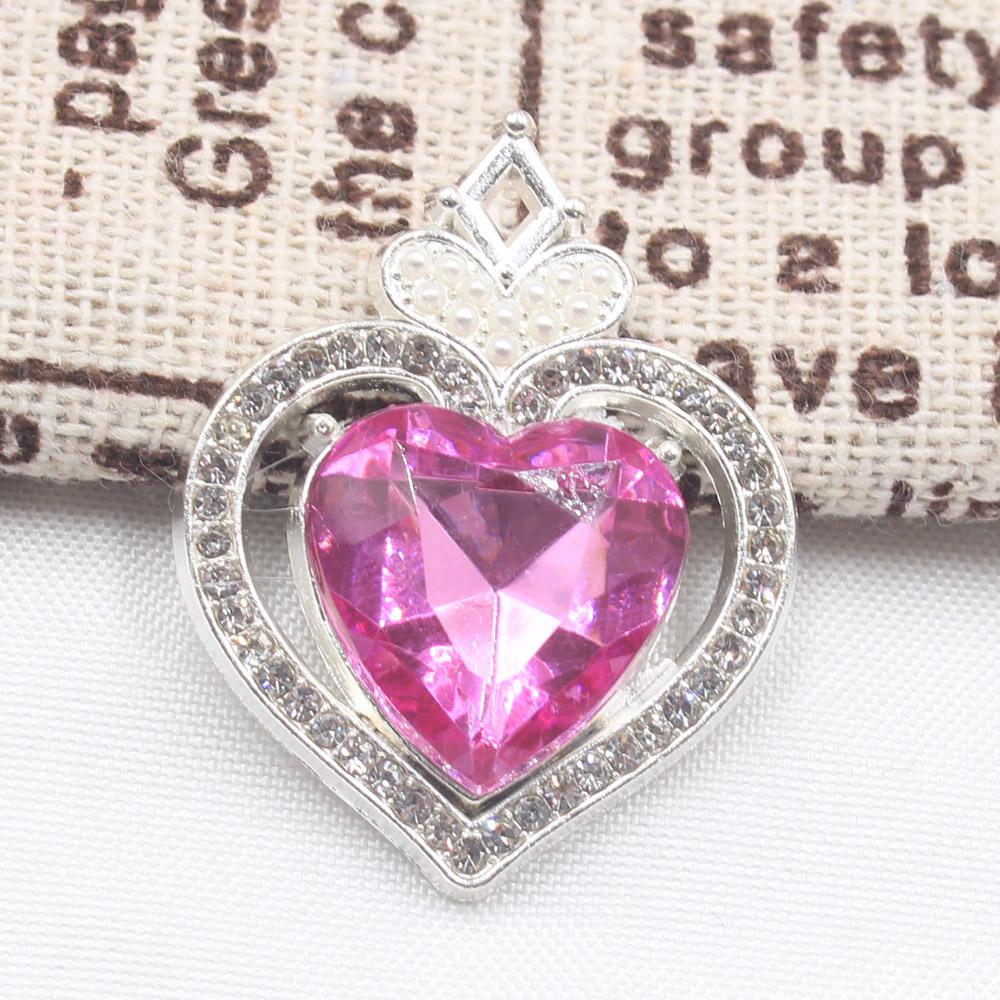 New 10 Piece 22 * 30mm Peach Heart Rhinestone Pearl Alloy Flat Bottom Button DIY Phone Case Hair Accessories Gift Box Clothing D