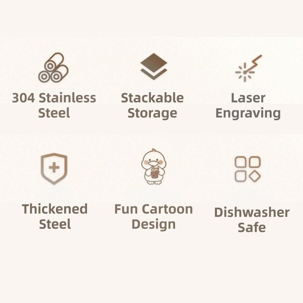 Multi Grids Children's Tableware Square Shaped Food Plate Stainless Steel Plate  Fruit Salad