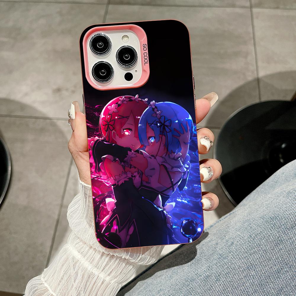 ReZero Rem Ram Pink Translucent Mobile Phone Case for iPhone 17 16 15 14 13 12 11 X XR XS Air Pro Max Plus Colorful Cover