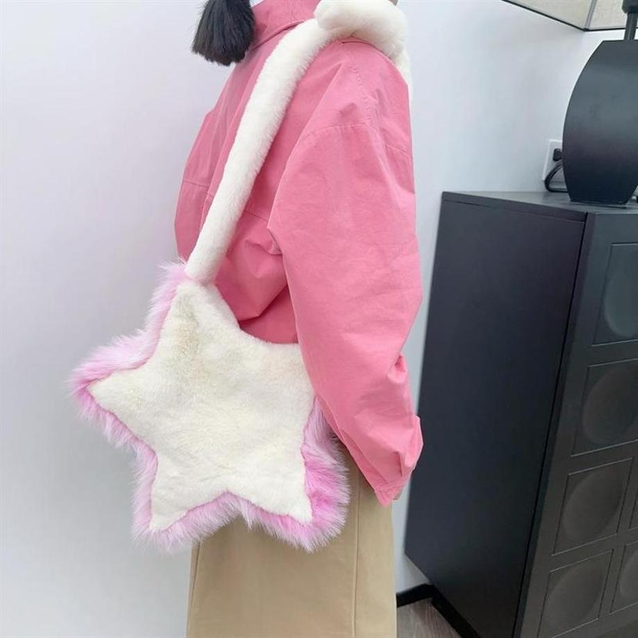 1 Pcs New Plush Bag Five Pointed Star Plush Bag Autumn And Winter Sweet Cool Girl Niche Casual Crossbody Bag
