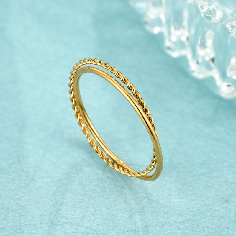 Twist Double-layer Thin Ring Niche Ins Wind Couple Ring Korean Version Titanium Steel Men's Ring