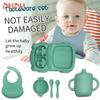8 PCS Children's Dishes Set Silicone Tableware Set Spoon Fork Suction Cups Bowls and Bib Baby Stuff