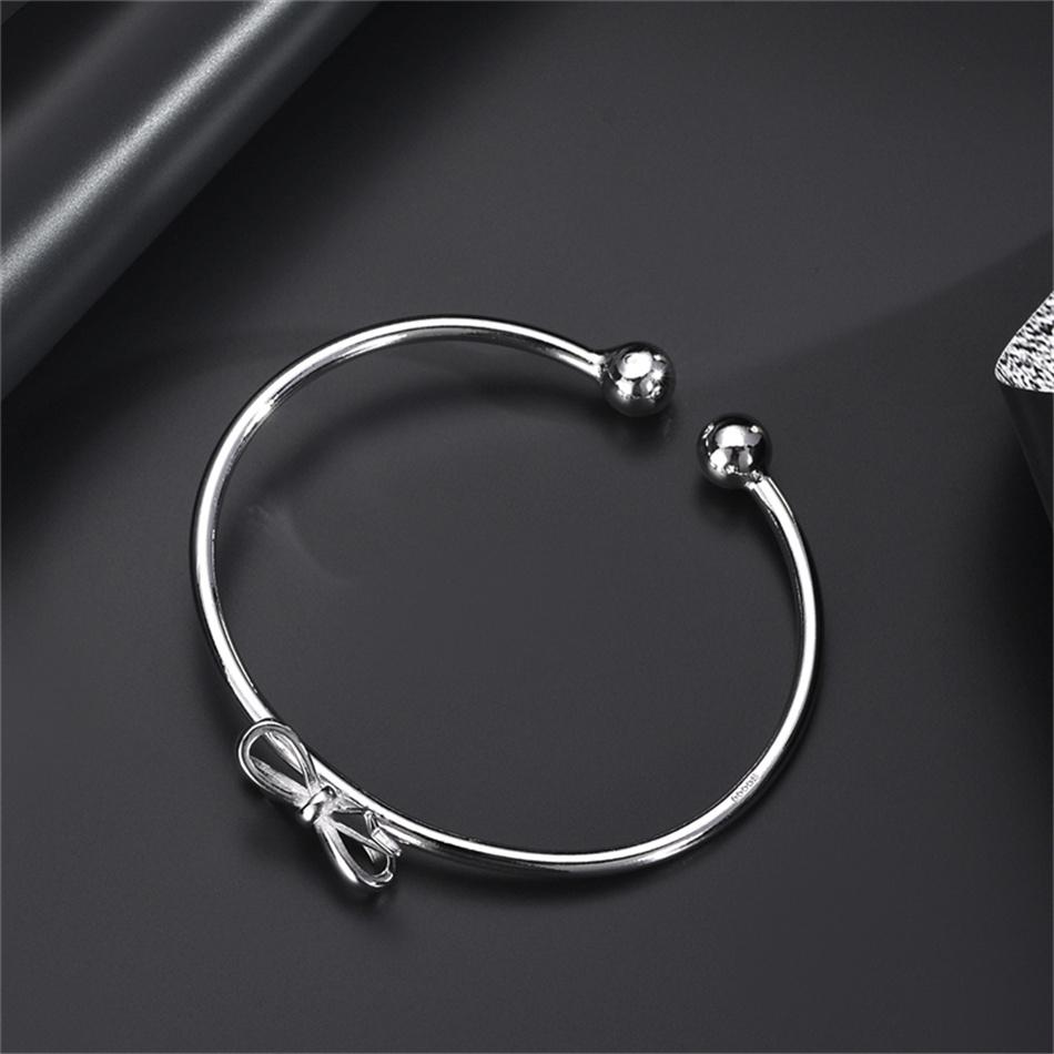Metal Bowknot Open Cuff Bangles for Women Girl Jewelry Simple Exaggerated Geometric Pulseras Christmas Gift