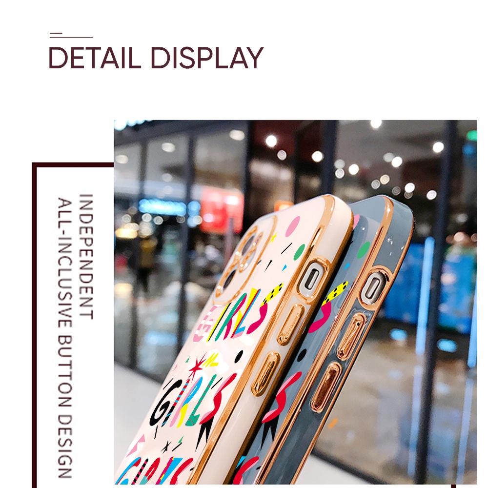 Bunte Druckmuster Quadratisches Randmuster Gehäuse Überzogene Telefonschale Luxus Überzogene Weiche Telefonhülle für Huawei Honor Xiaomi Redmi