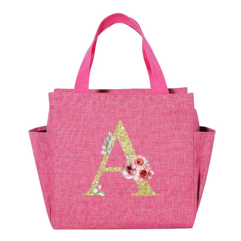 

A~N Letter Printed Nylon Lunch Bag With Zipper Water-Proof Insulation Bag Ice Bag Suitable For Men and Women s Work Picnic Travel Practical Use