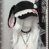 Hübsche Hasenohren-Barettmütze Atmungsaktive Baumwolle Subkultureller Achteckiger Hut Für Streetwear Anime Event Treffen Verkleiden