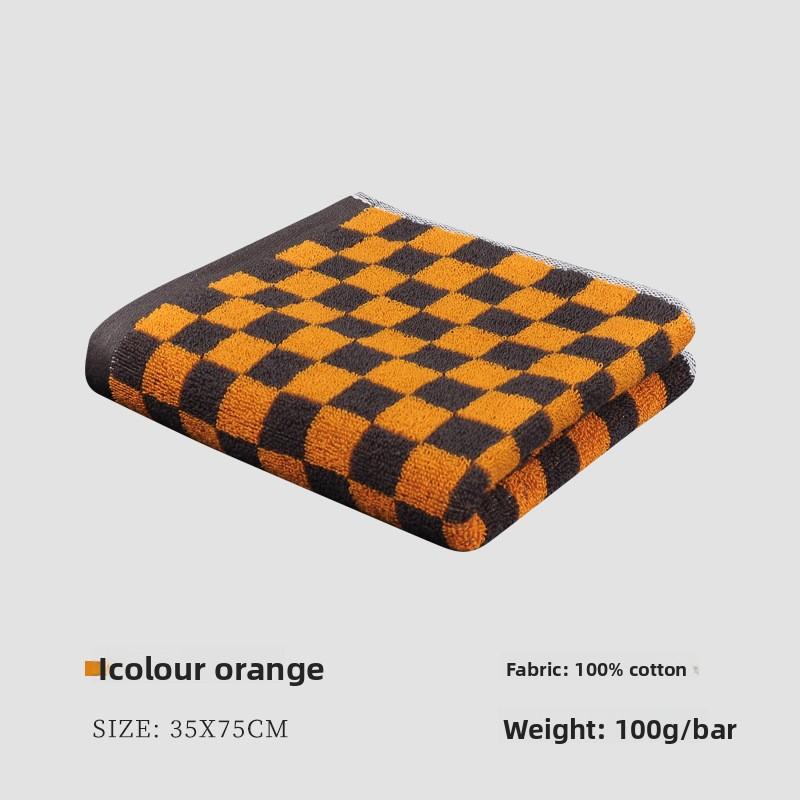 Checkered Bath Towel Cotton Face Towel Adult Absorbent Towels Gift Towel Supplies Bathing Tools