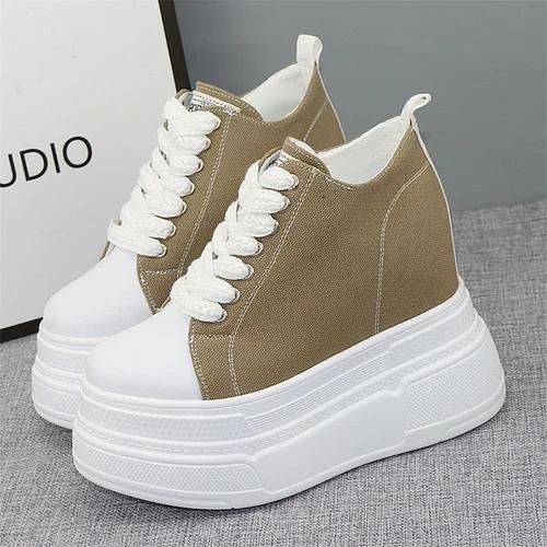 Fashion Luxury Super High Canvas Shoes for Women- 12CM Increased Heels Korean Version Sneakers  Designer Sneakers for Women