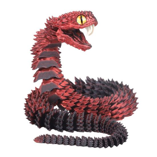 3D Printed Snake Articulated Toy, Flexible Jointed Serpent Figurine, Realistic Fidget Stress Reliever for Adults, Office Desk Decor Gift