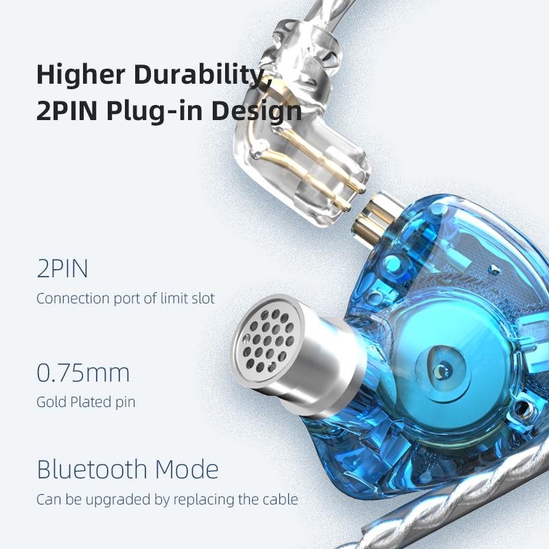 KZ ZAX 1DD+5BA In-ear HIFI Monitoring Music In-ear Wired Headphones Sports Game Android Bass 3.5MM Interchangeable Earbuds