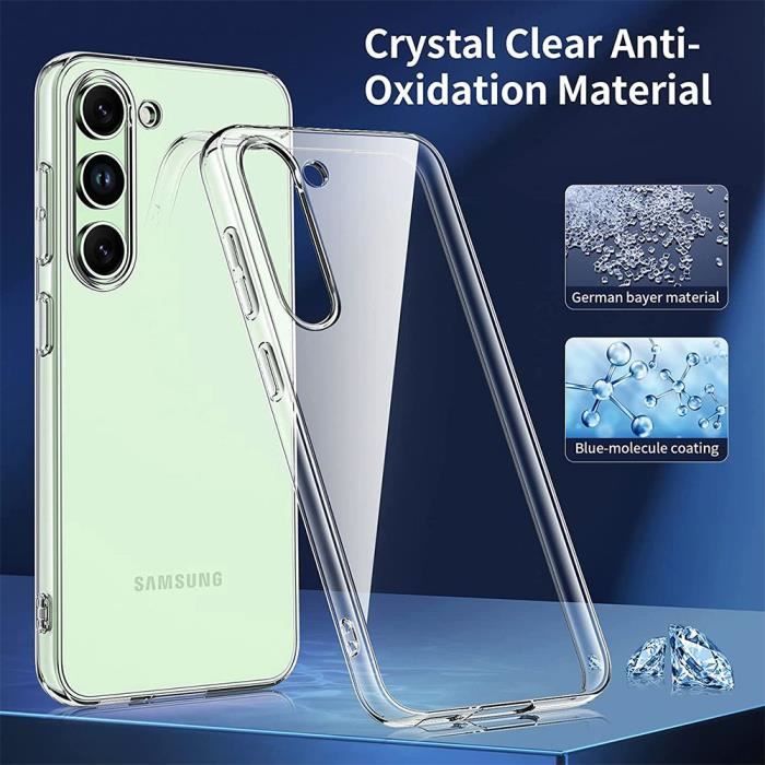 Coque + 2 Verres Trempés pour Samsung Galaxy S24 FE (pas pour S24), Protection Silicone Antichoc Transparente