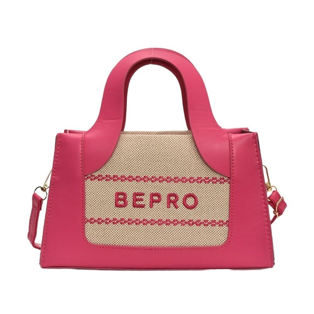 Anti-splash Water PU Square Bag Letter Printed Women Shoulder Bag Contrast Color Handbag  Daily