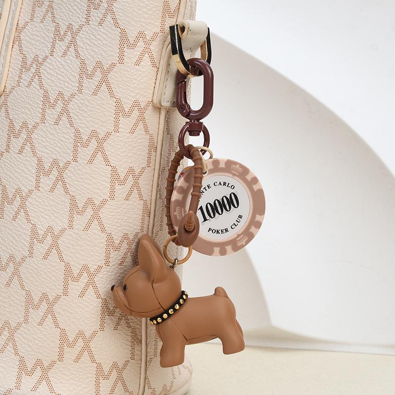 3D French Bulldog Keychain - Cute Dog Figurine for Bags & Cars, Small Gift Pendant